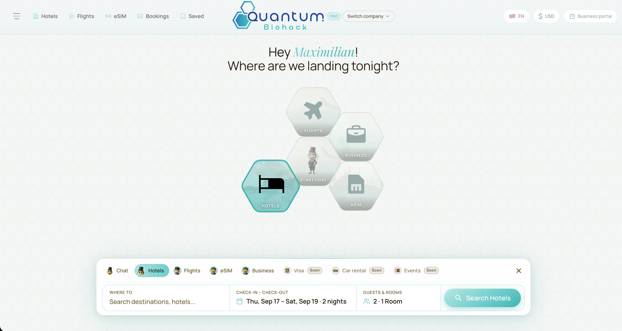 The Quantum Biohack booking platform, built and operated by Vacabee